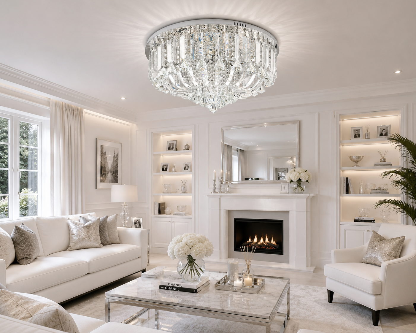 Genuine K9 Crystal LED Flush Ceiling Light with Bluetooth Speaker