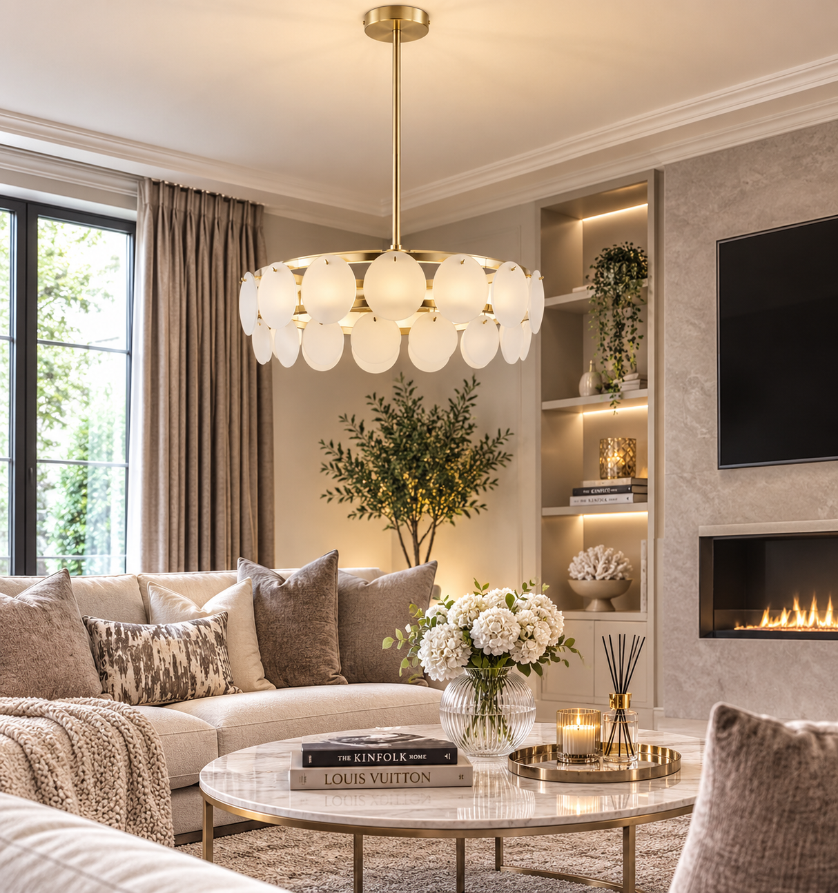 Very Home Glass Circle 5 Light Chandelier Ceiling Light