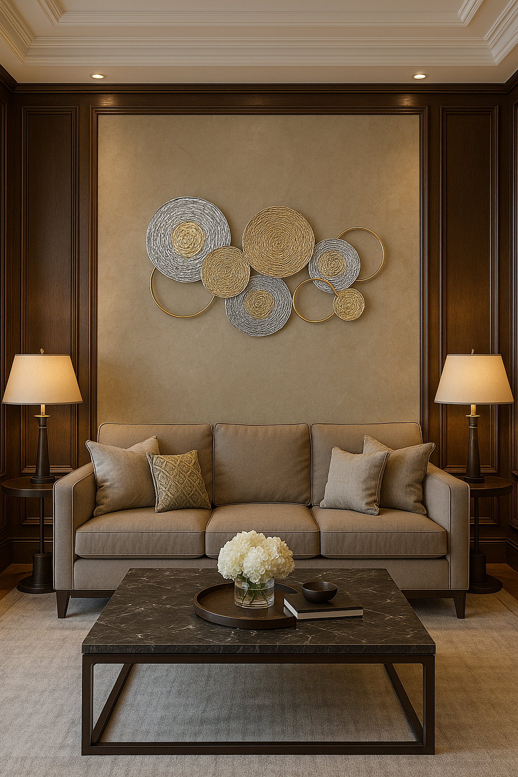 Luxury Wall Decor VANADIUM Metal Art – 60 cm Gold & Silver Handmade