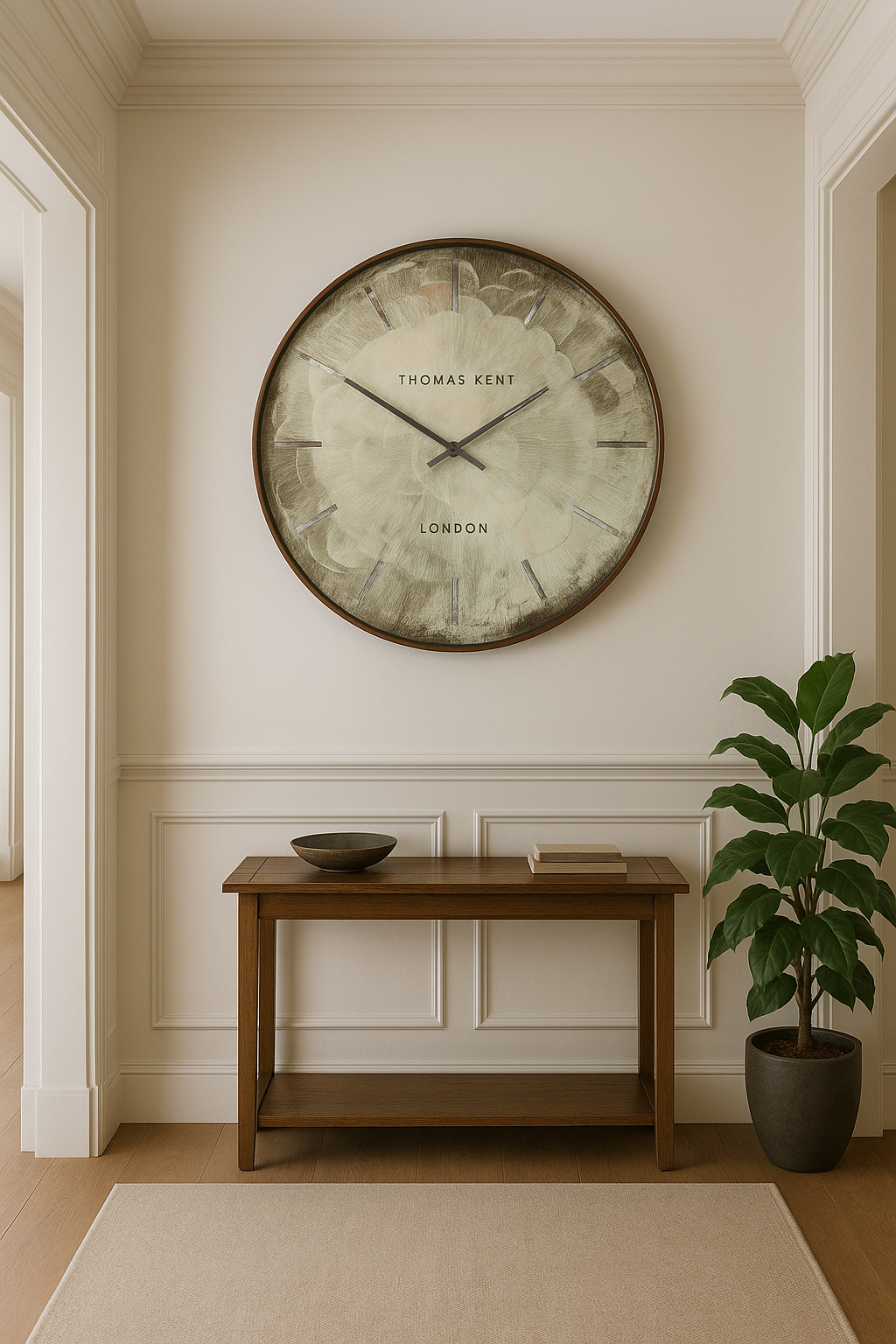 Thomas Kent Charleston Grand Wall Clock – 36" Grey / Silver