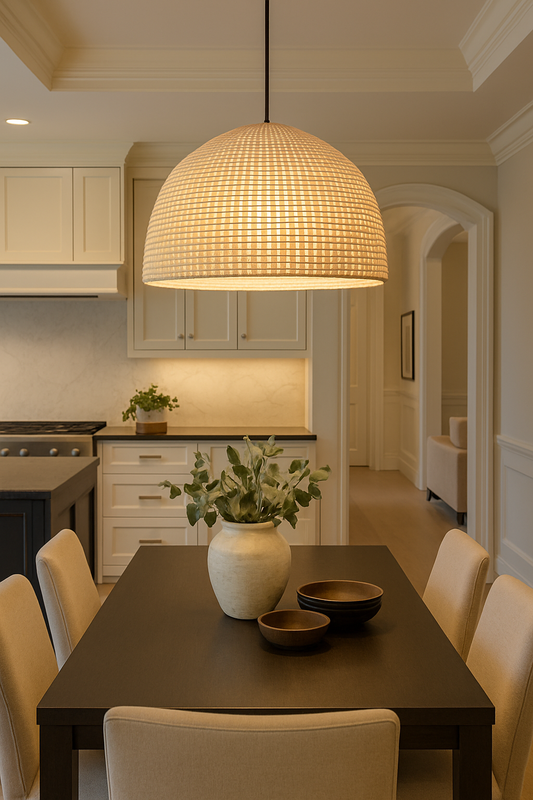 Beliani Pepakan Wicker Pendant Lamp  Boho Dome Ceiling Light | Natural Seagrass