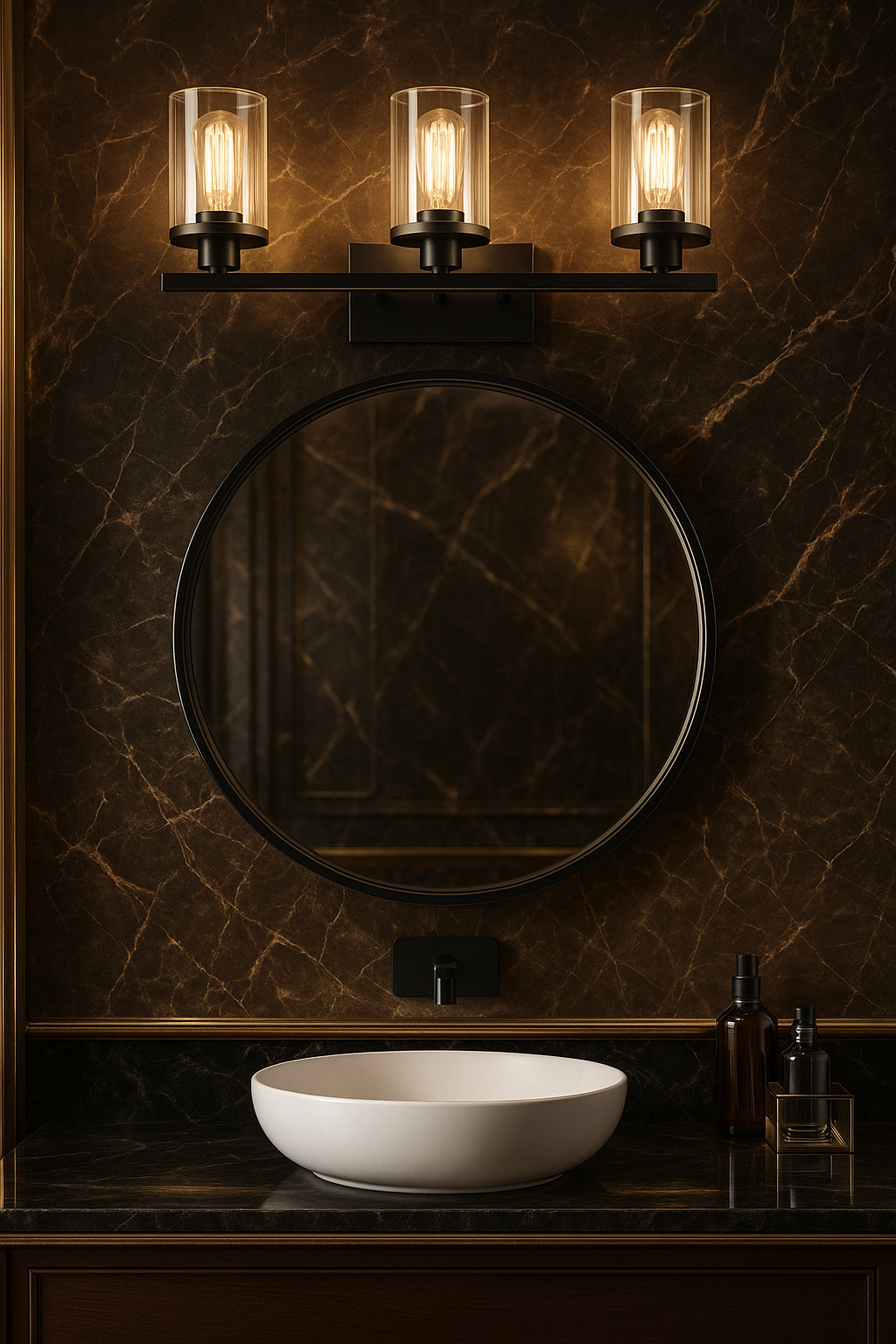 Breakwater Bay Belhaven 3-Light Black Bathroom Vanity Wall Light Dimmable Fixture